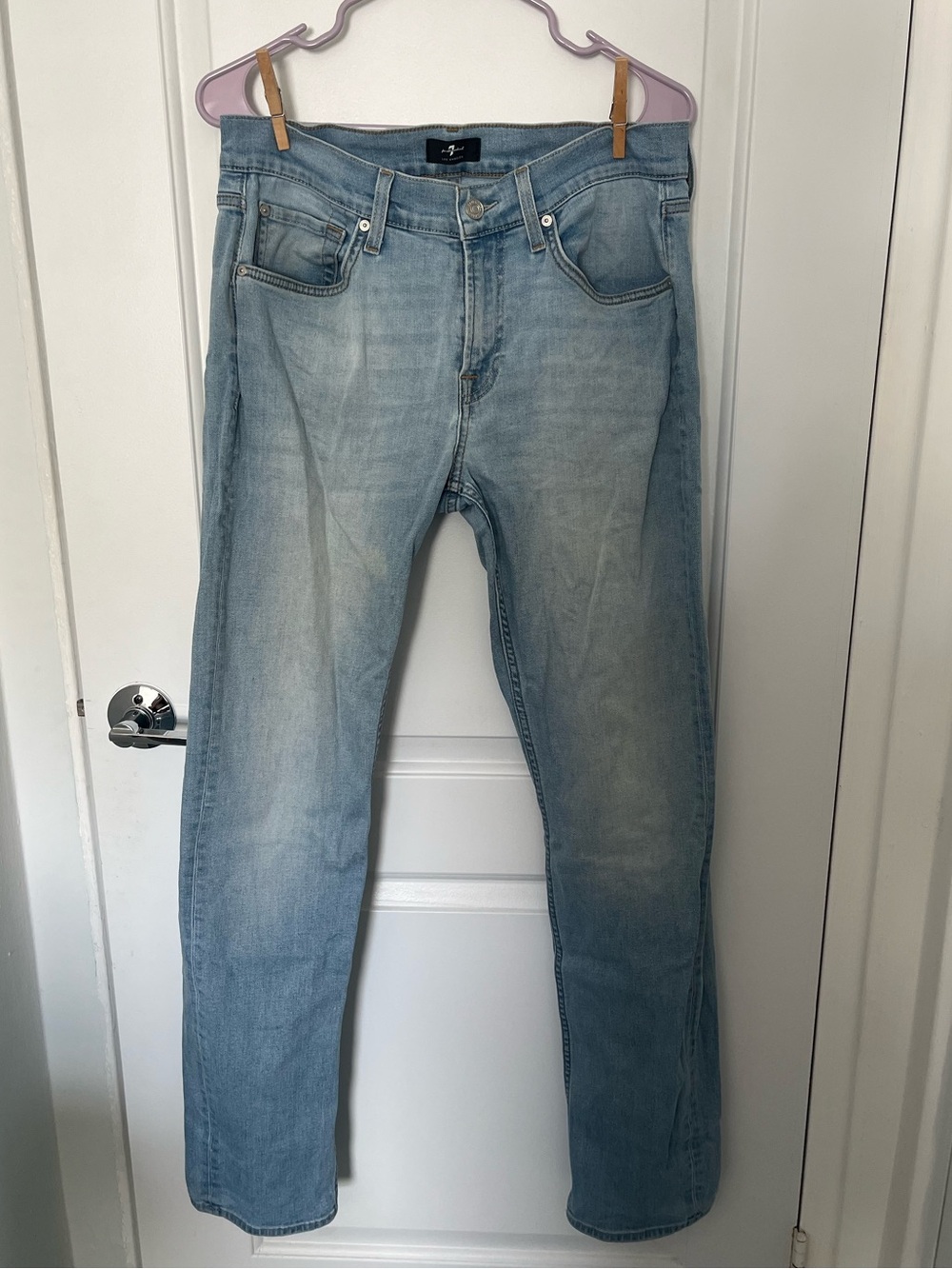 7 For All Mankind Light Blue Slim Straight Jeans